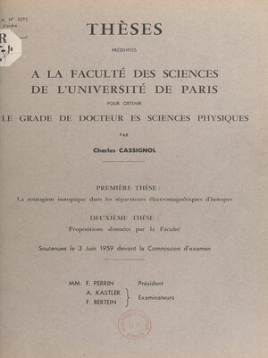 cover image of La contagion isotopique dans les séparateurs électromagnétiques d'isotopes